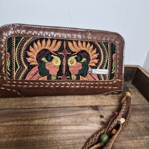 Brown Embroidered Pranee CLUTCH with Multicolor Design
